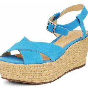 NWOB Schutz Hawaii Blue Espadrille Platform Wedge Sandals Sz. 8.5M